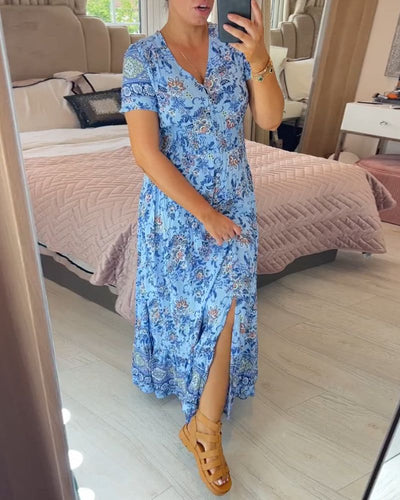 LISIA - ROBE À ENCOLURE EN V ET IMPRIMÉ FLORAL
