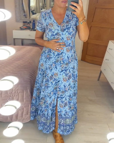 LISIA - ROBE À ENCOLURE EN V ET IMPRIMÉ FLORAL