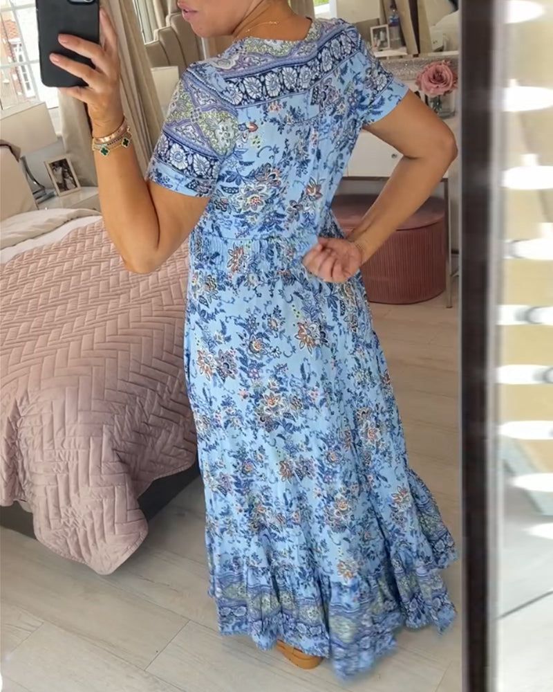LISIA - ROBE À ENCOLURE EN V ET IMPRIMÉ FLORAL