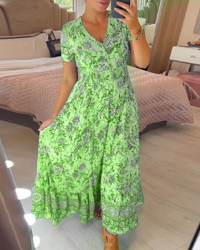 LISIA - ROBE À ENCOLURE EN V ET IMPRIMÉ FLORAL