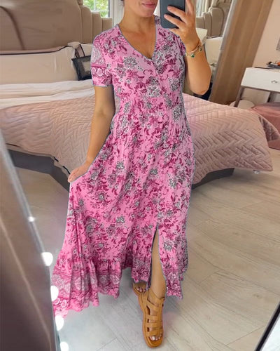LISIA - ROBE À ENCOLURE EN V ET IMPRIMÉ FLORAL