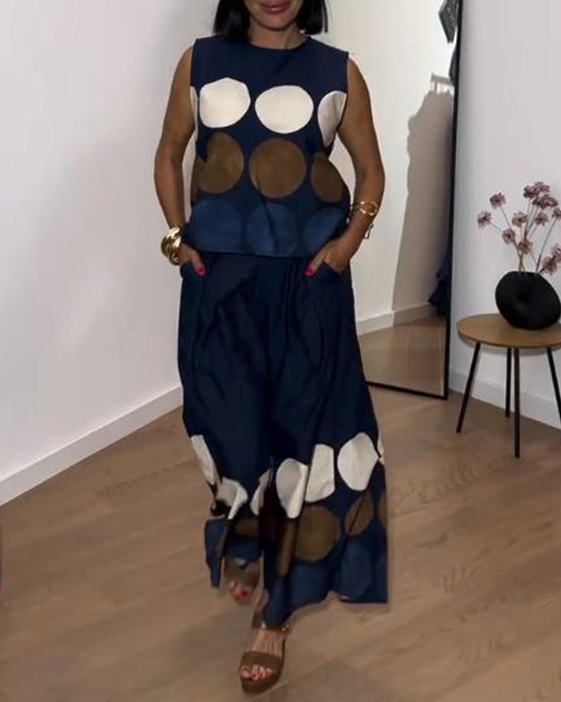 Costume Sans Manches À Pois Mode