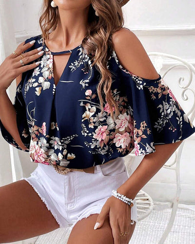 Blouse Épaules Dénudées Élégante Imprimée