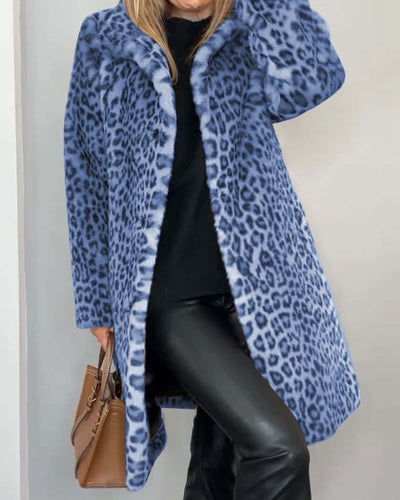 LEIA - Manteau Long Doux à Motif Léopard