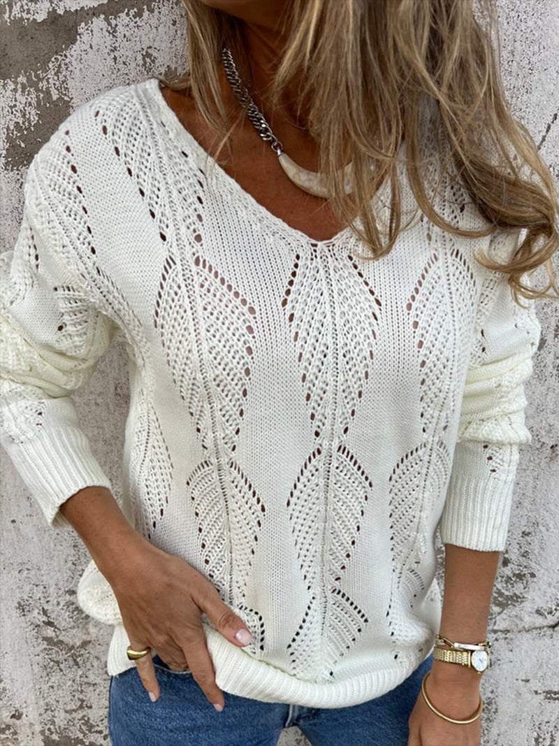 Pull à boutons réversibles en tricot à feuilles