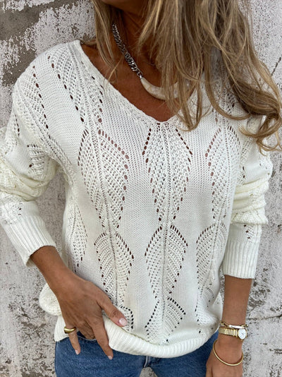 Pull à boutons réversibles en tricot à feuilles