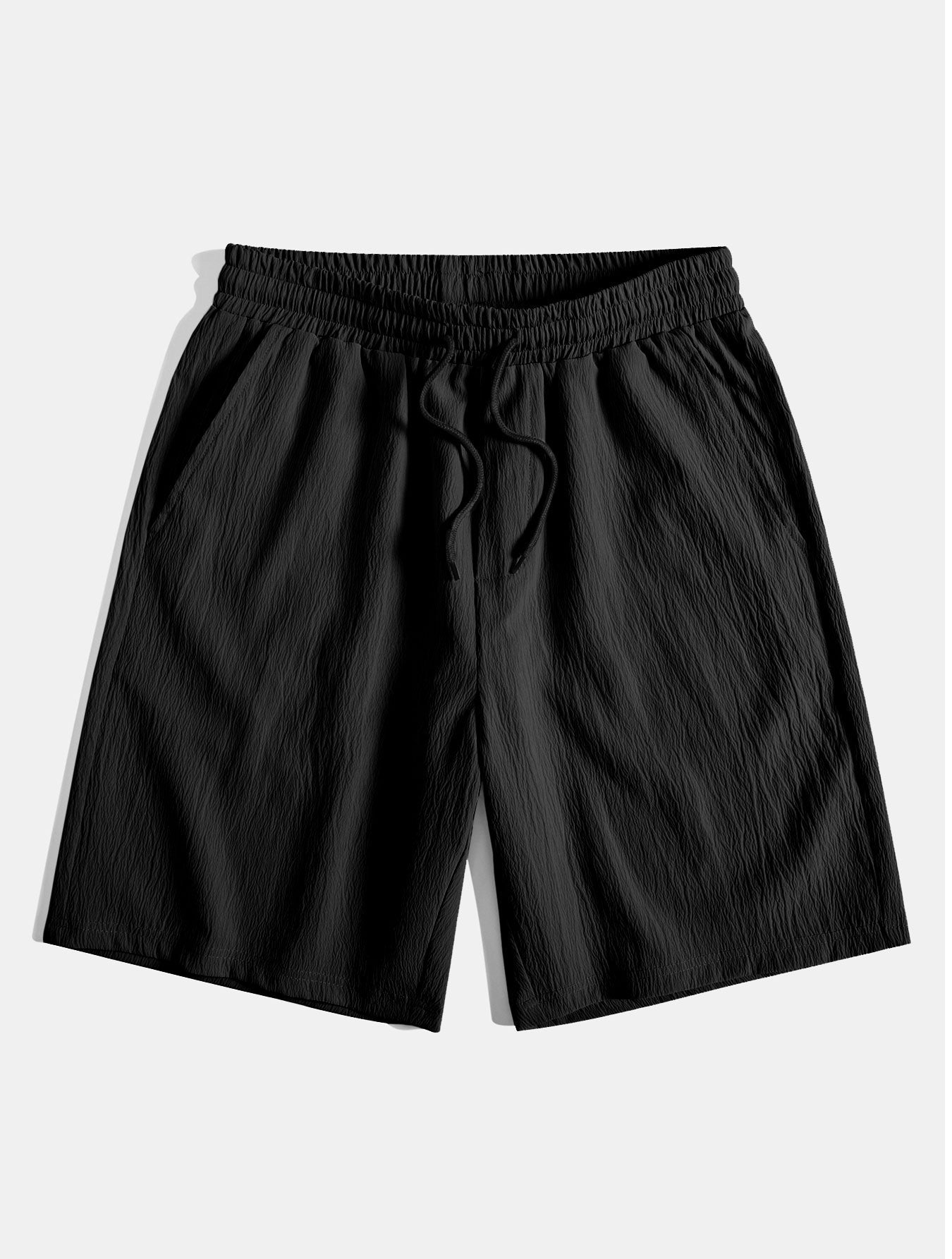 Ensemble Estival : Chemise Jacquard à Rayures Géométriques & Short Froissé à Cordon