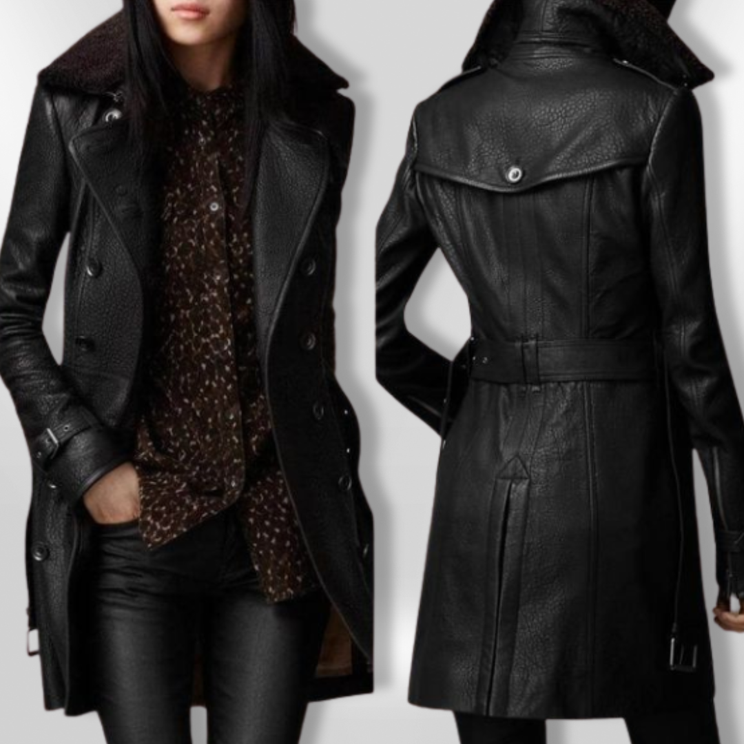 LENA | Manteau 3/4 Élégant En Cuir