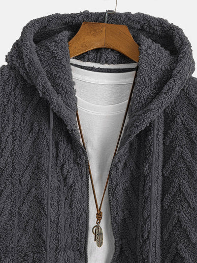 Sweat à capuche zippé en jacquard géométrique Teddy