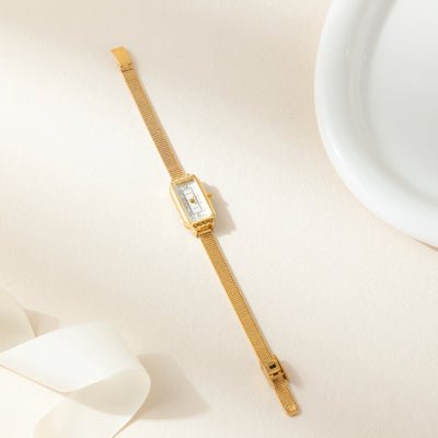 Phila™ | Montre Élégante avec Bracelet Texturé en Or