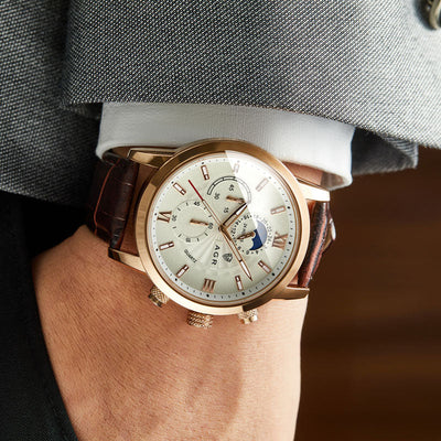 Montre Quartz de Luxe avec Bracelet en Cuir
