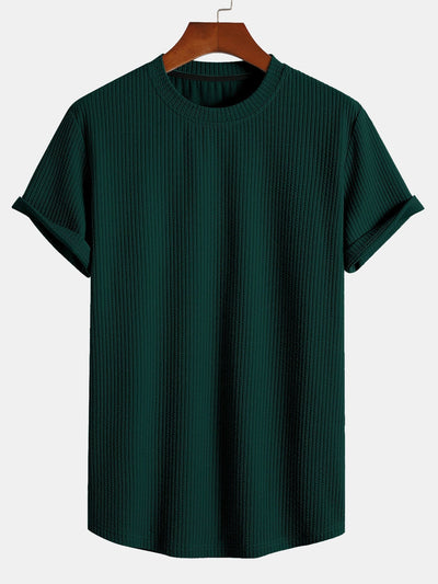 T-shirt côtelé à ourlet arrondi et coupe près du corps