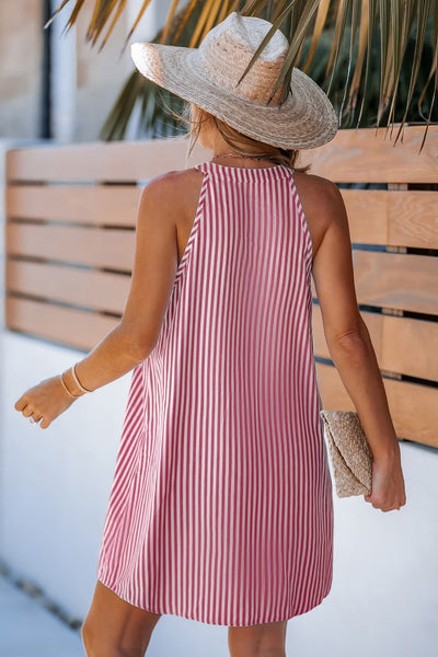 Mini-robe à rayures et col cranté