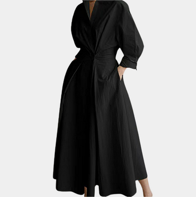 Karina | Collared Shirt Dress with Button-Down Front and Cinched Waist