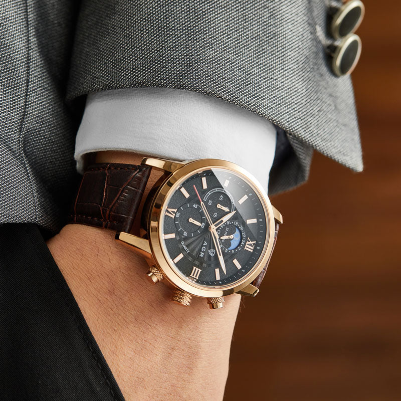 Montre Quartz de Luxe avec Bracelet en Cuir