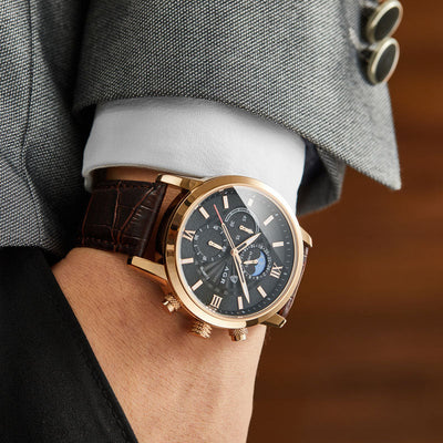 Montre Quartz de Luxe avec Bracelet en Cuir