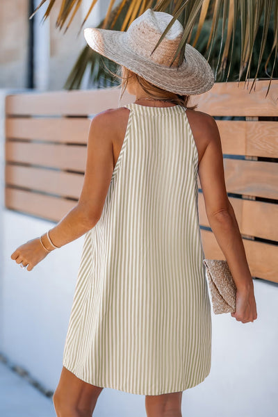 Mini-robe à rayures et col cranté