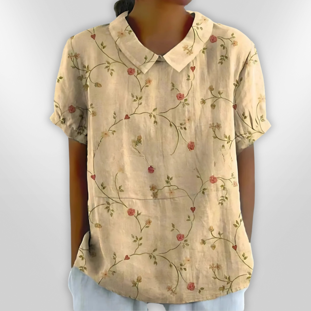 LINA | Blouse en lin à fleurs