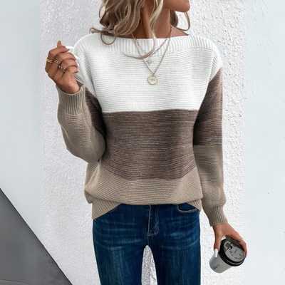 Clara | Pull patchwork élégant tricolore