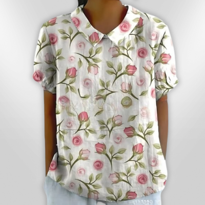 LINA | Blouse en lin à fleurs