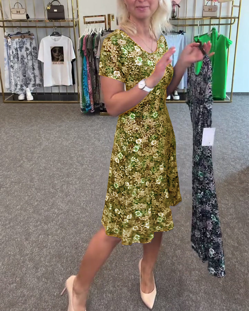 Robe Élégante Taille Fine Imprimée