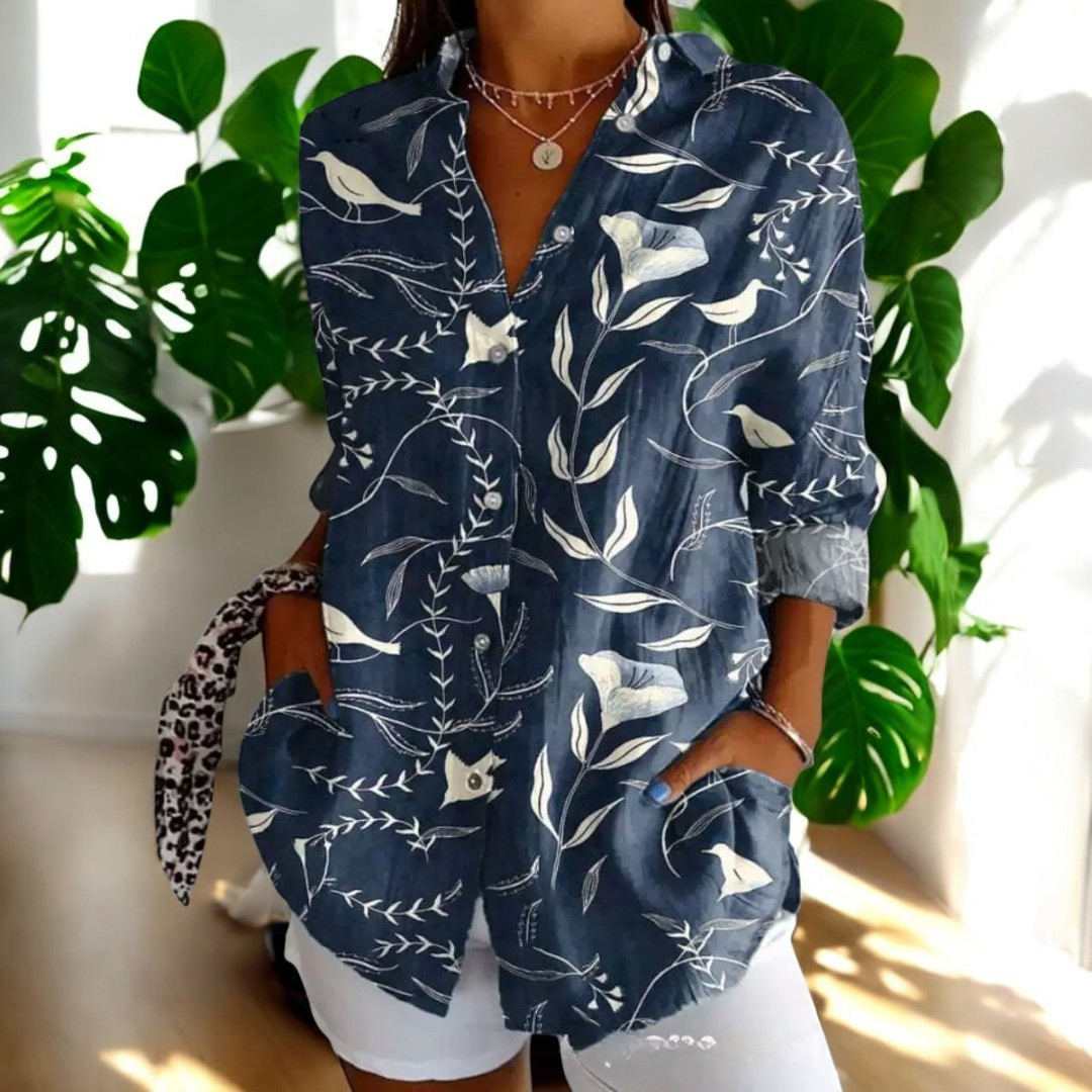 Riviera Paris™ | Carla | Blouse vintage à imprimé fleuri