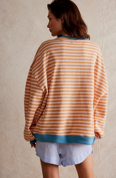 Liliane™ - Pull Oversize Rayé Animé avec Accents