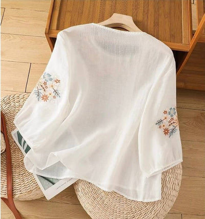 Haut brodé en coton de qualité supérieure
