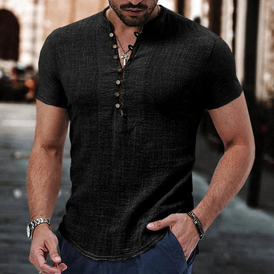 Chemise homme manches courtes – Coupe slim – Tissu respirant – Col boutonné casual