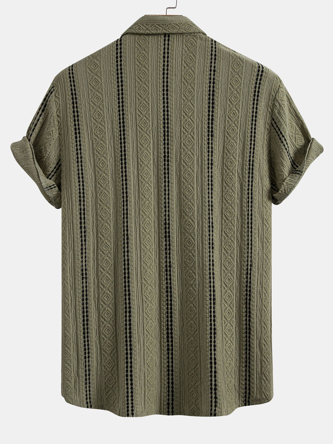 Ensemble Estival : Chemise Jacquard à Rayures Géométriques & Short Froissé à Cordon