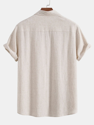 Chemise boutonnée en mélange de lin et rayonne et pantalon droit en lin