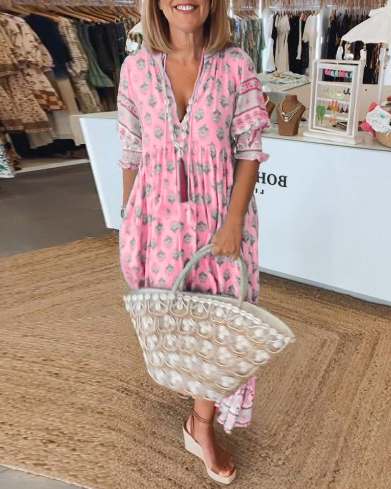 Inès - Robe D'Été Boho Chic Décolleté En V