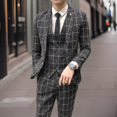 Christiane | Ensemble invitée mariage Damier pour hommes | 3 Pieces
