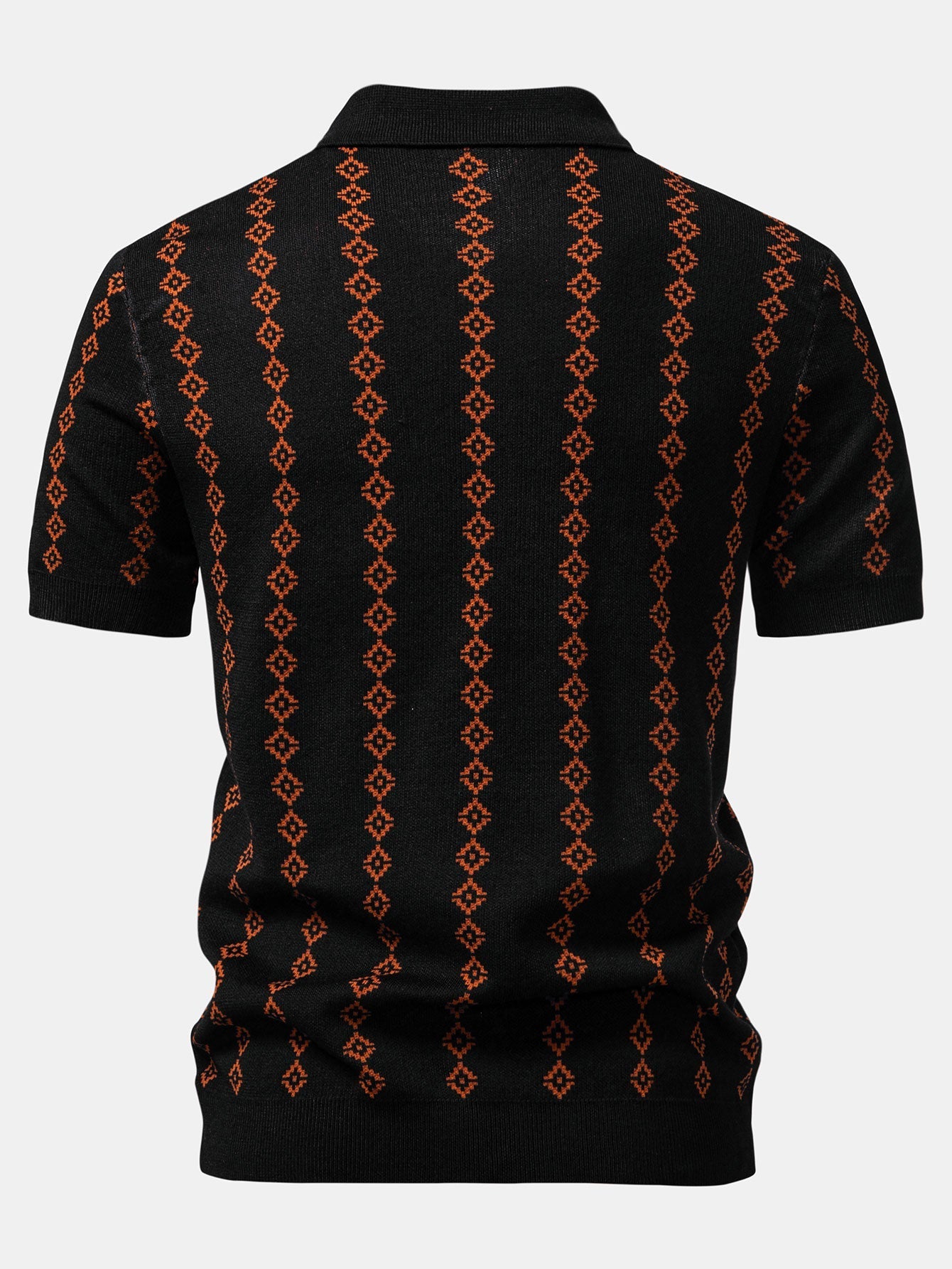 Polo en Maille Géométrique à Col en V & Short Chino en Coton