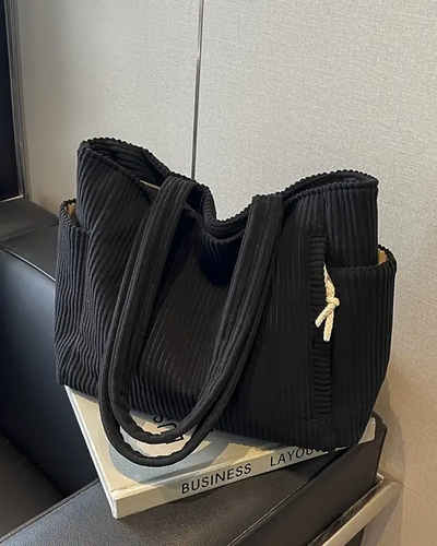 Sac fourre-tout côtelé avec cordon de serrage