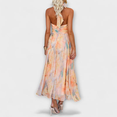 Morgane™ | Robe Maxi Halter-Neck Aquarelle Print