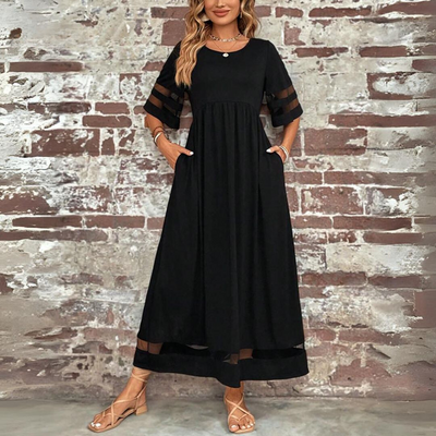 Esme™ | Robe Longue Bohème Structurée avec Détails Voilés