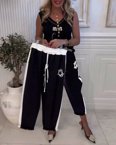 Pantalon décontracté coupe slim avec cordon élastique