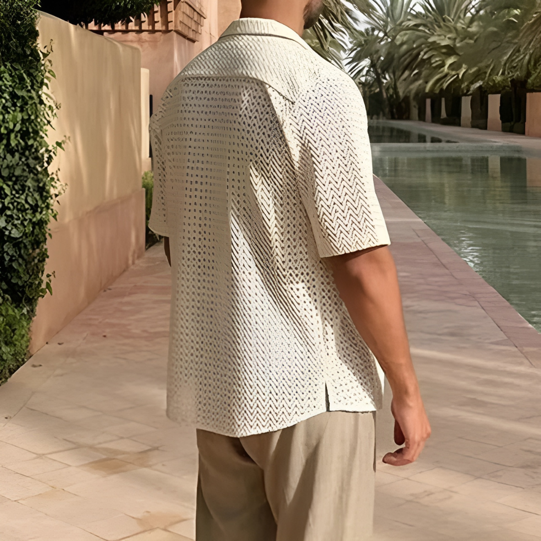 Polo homme – Coupe décontractée – Maille douce – Motif texturé – Manches courtes