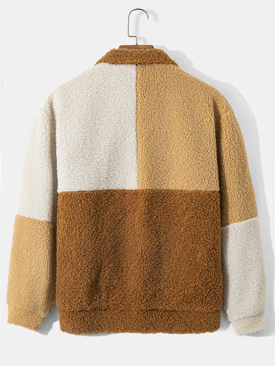 Manteau polaire Teddy à blocs de couleurs