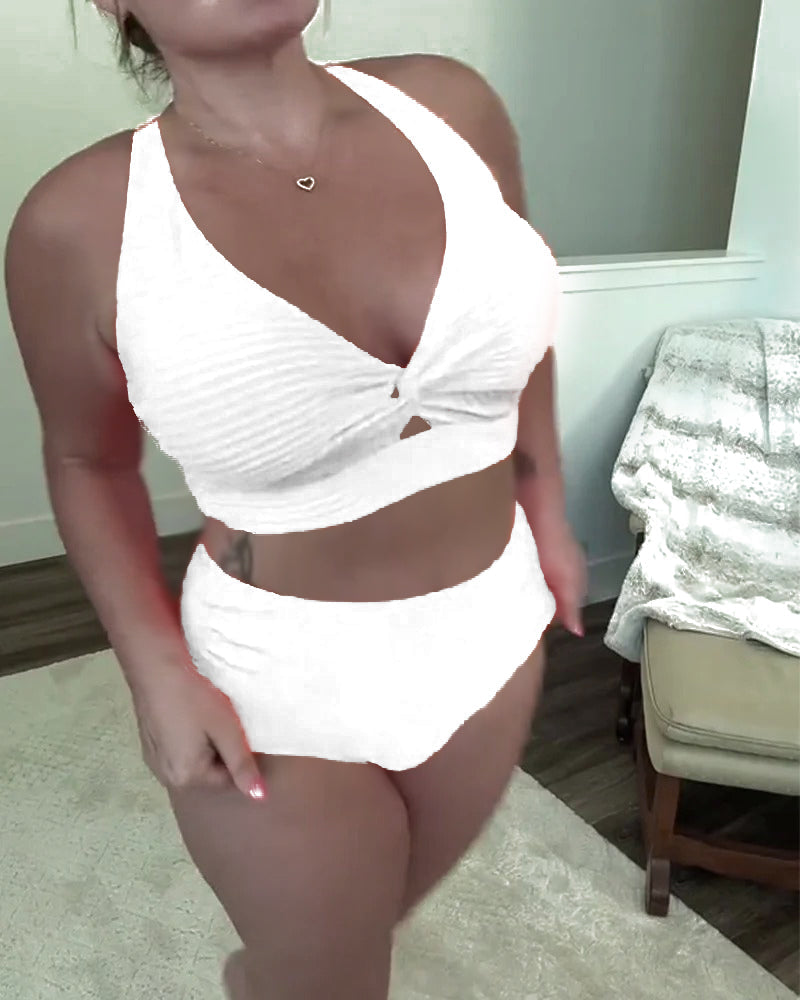 Bikini décontracté triangle de couleur unie