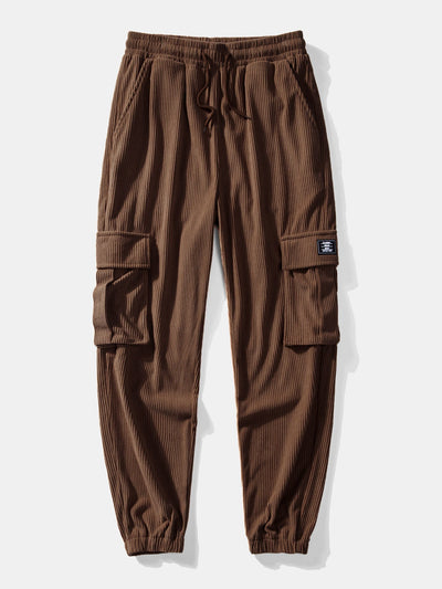 Sweat à capuche en peluche à imprimé aztèque et pantalon de jogging cargo en velours côtelé à cordon de serrage