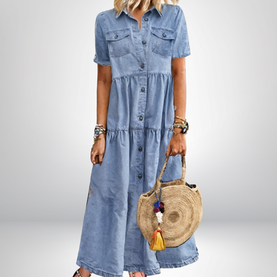 Majken - Robe en denim douce et boutonnée