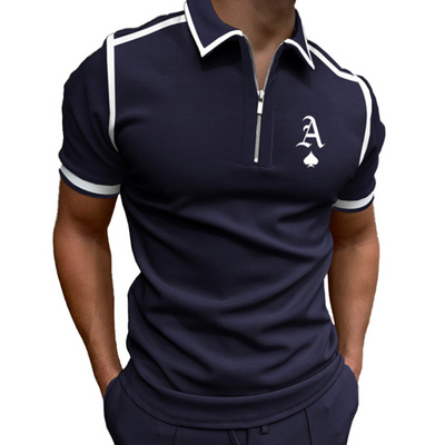 Polo homme – Coupe ajustée – Col zippé moderne – Détails sportifs – Maille respirante