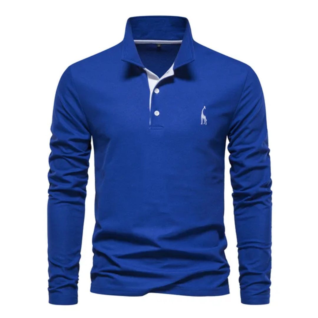 Polo homme – Coupe droite – Manches longues – Tissu respirant – Style décontracté