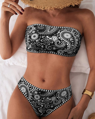 Maillot de Bain Deux Pièces Style Ethnique Imprimé