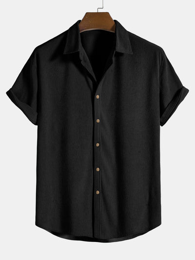 Ensemble Estival : Chemise à Manches Courtes en Velours Côtelé & Short