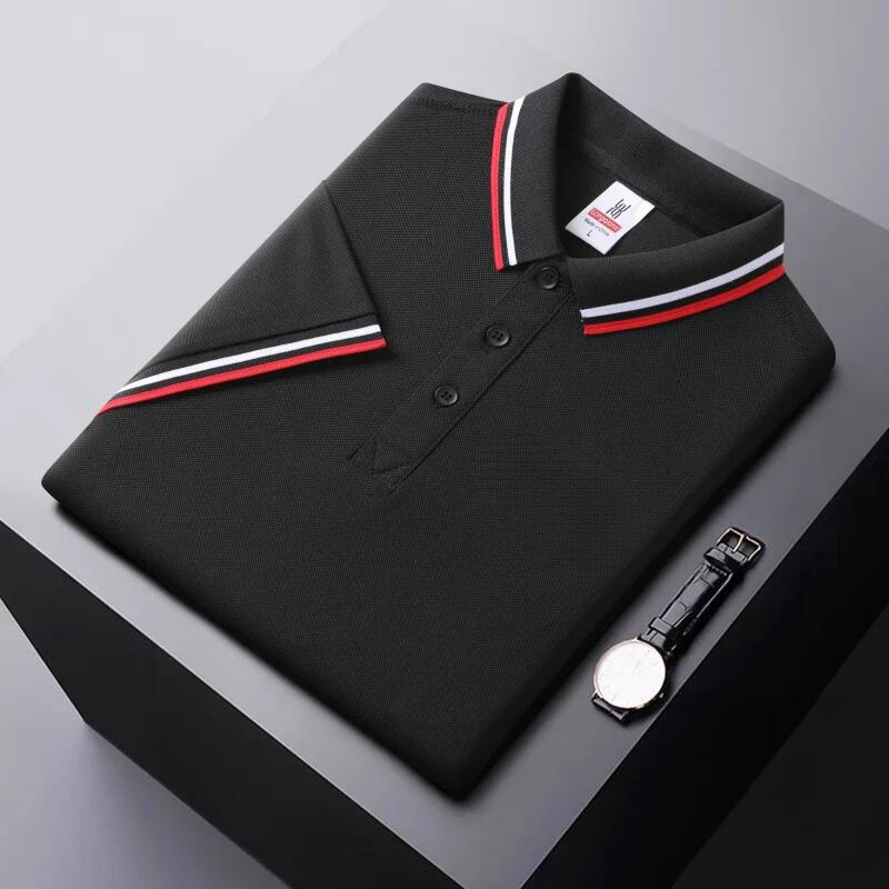 Polo homme – Coupe droite – Tissu respirant – Col rayé élégant casual