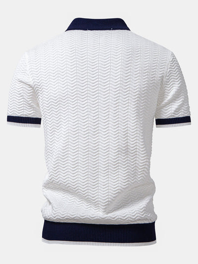 Ensemble Polo Texturé Contrasté & Short Chino en Coton