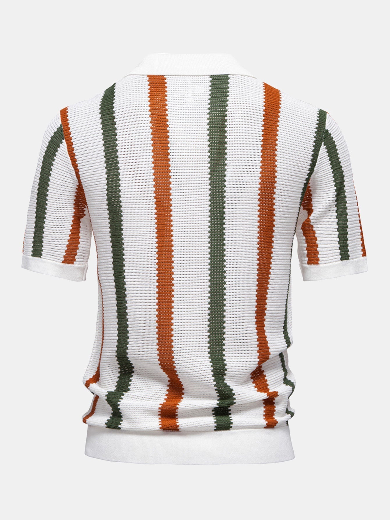 Ensemble Polo Rayé en Maille à Col en V & Short Chino en Coton